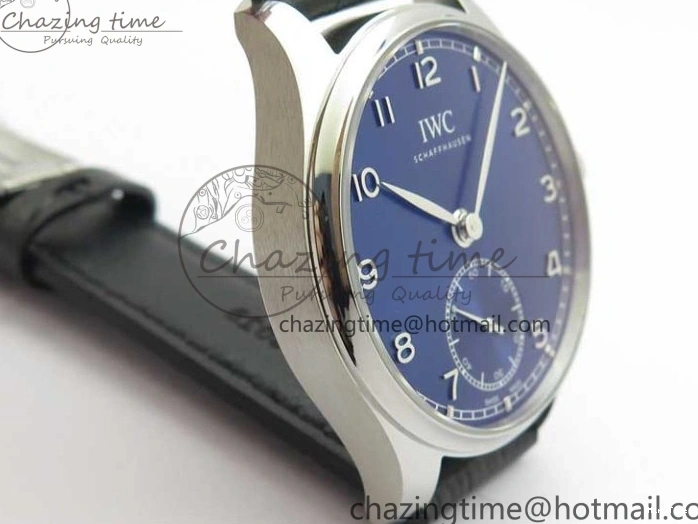 MIROTIME 0112 TimelessDesign Portuguese IW358304 ZF 1:1 Best Edition SS Blue Dial on Leather Strap A 7078